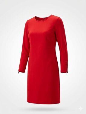 Ann Taylor Crimson Long-Sleeve Shift Dress